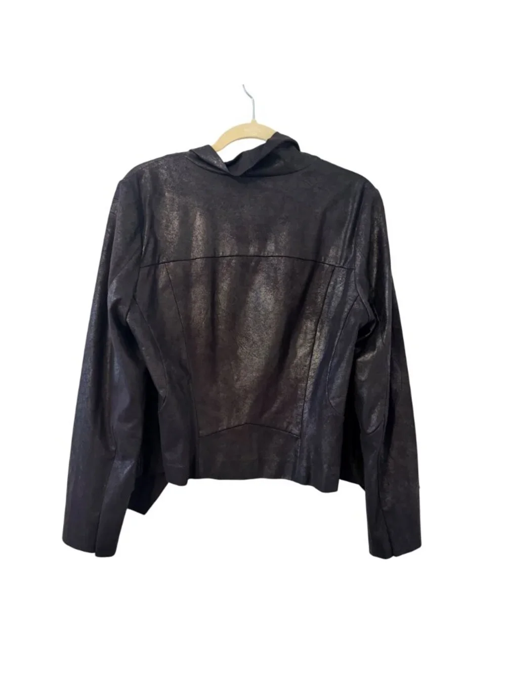 Calvin Klein Black Open Front Faux Leather Jacket Size L Jacket - Picture 11 of 12